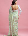 Pista Georgette & Recycled Polyester Barfi Saree Set