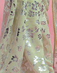 Pista Georgette & Recycled Polyester Barfi Saree Set