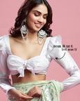 Pista Georgette & Recycled Polyester Barfi Saree Set