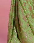 Lime Georgette & Recycled Polyester Barfi Saree Set