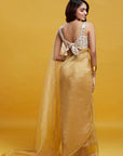 Gold Organza Crystal & Boota Embroidered Saree Set