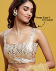 Gold Organza Crystal & Boota Embroidered Pre-Draped Saree Set
