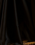 Black Satin Embroidered Pre-Draped Saree Set