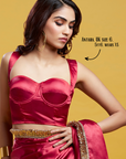 Red Satin Embroidered Saree Set
