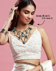 Ivory Satin Embroidered Saree Set