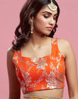 Mustard Satin Georgette & Recycled Polyester Pre-Draped Saree Set