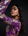 Purple Recycled Polyester Foil Printed Lehenga Set