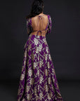 Purple Recycled Polyester Foil Printed Lehenga Set