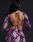 Purple Recycled Polyester Foil Printed Lehenga Set