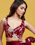 Maroon Recycled Polyester Foil Printed Blouse