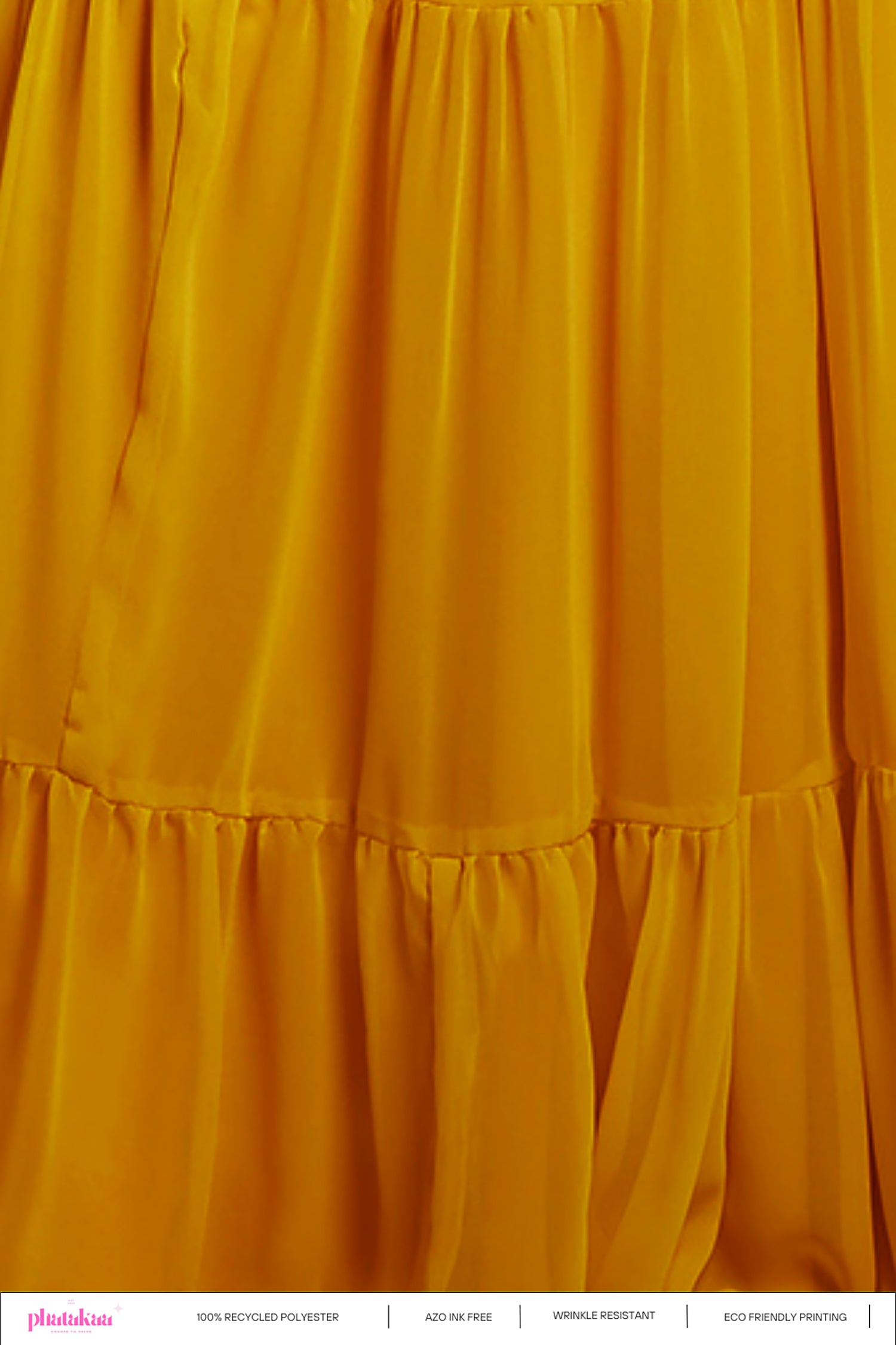 Mustard Recycled Polyester & Georgette Tiered Lehenga Set