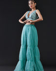 White Tulle Hand Embroidered Sharara Pants