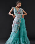 White Tulle Hand Embroidered Sharara Pants