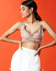 Gold Polyester Mesh Embellished Bralette