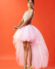 Lilac Polyester Mesh & Tulle Lehenga