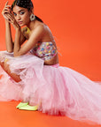 Lilac Polyester Mesh & Tulle Lehenga