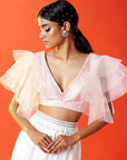 Blush Polyester Mesh Crop Top