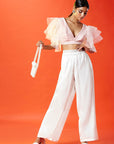 Blush Polyester Mesh Crop Top