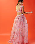Pink Chanderi Embroidered Crop Top