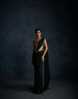 Bottle Green Drape Saree