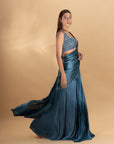 Turquoise Blue Drape Saree