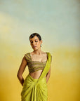 Lime Green Drape Saree