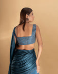 Turquoise Blue Drape Saree