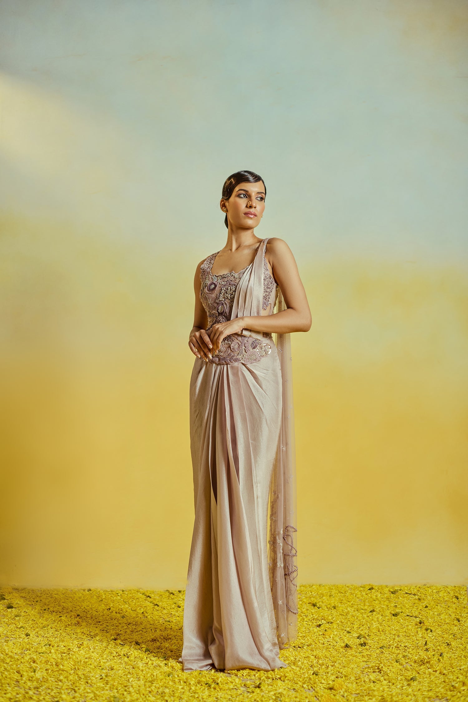 Mauve Drape Saree