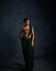 Bottle Green Drape Saree
