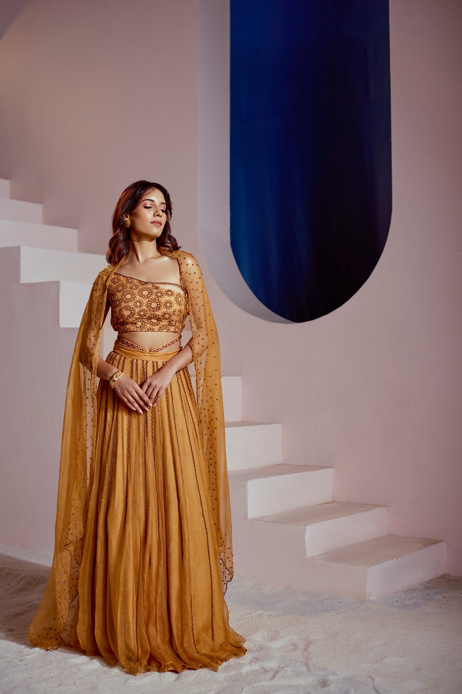 Tan Lehenga set