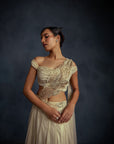 Ivory Drape Lehenga