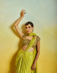 Lime Green Drape Saree