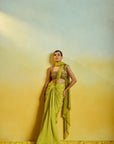 Lime Green Drape Saree