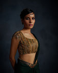 Bottle Green Drape Saree