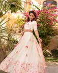 Multicolor Thread Embroidered Lehenga Set with Pearl Details and Ruffle Dupatta
