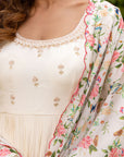 Teal Angrakha Style Anarkali Set with Dori and Elephant Tassels