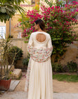 Teal Angrakha Style Anarkali Set with Dori and Elephant Tassels