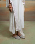 WHITE & PINK + EMBROIDERY + COTTON SILK & GEORGETTE + KURTA SET + 3 PCS