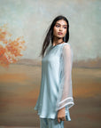 POWDER BLUE + LACE & ORGANZA DETAILING + ORGANZA + PEPLUM SET + 2 PCS