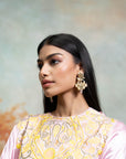 PINK + KASHMIRI EMBROIDERY + COTTON SILK + KURTA + 1 PC