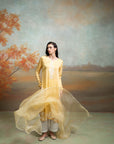 YELLOW & WHITE + EMBROIDERY + COTTON SILK & ORGANZA + KURTA SET + 3 PCS
