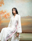OFF WHITE + EMBROIDERY + COTTON SILK + KURTA + 1 PC