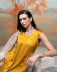 YELLOW & PINK + TEXTURED DETAILING + COTTON BLEND + ANARKALI SET + 3 PCS