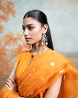 ORANGE + ORGANZA DETAILING + COTTON SILK & ORGANZA + KURTA SET + 3 PCS
