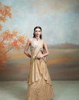 GOLDEN & GREEN + ZARDOZI MIRROR WORK + SILK + LEHENGA SET + 2 PCS