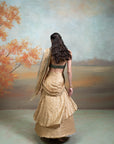 GOLDEN & GREEN + ZARDOZI MIRROR WORK + SILK + LEHENGA SET + 2 PCS
