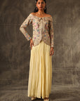 La Sabbia Off Shoulder Top With Pleated Skirt