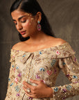 La Sabbia Off Shoulder Top With Pleated Skirt
