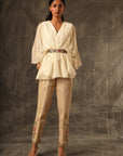 Voile Kaftan Draped Top With Jute Pants