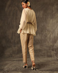 Voile Kaftan Draped Top With Jute Pants